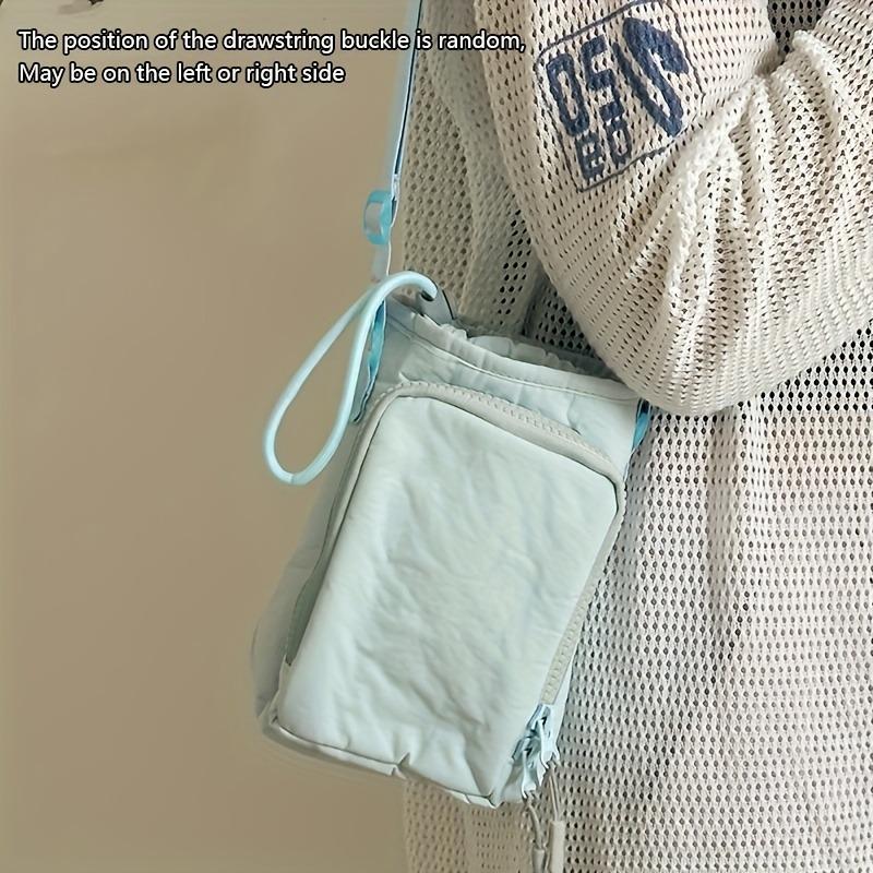 Adjustable Strap Nylon Crossbody Bag with Bottle and Phone Pocket, Zipper Closure - Available in Orange, Light Green, Light Blue, Gray, Black