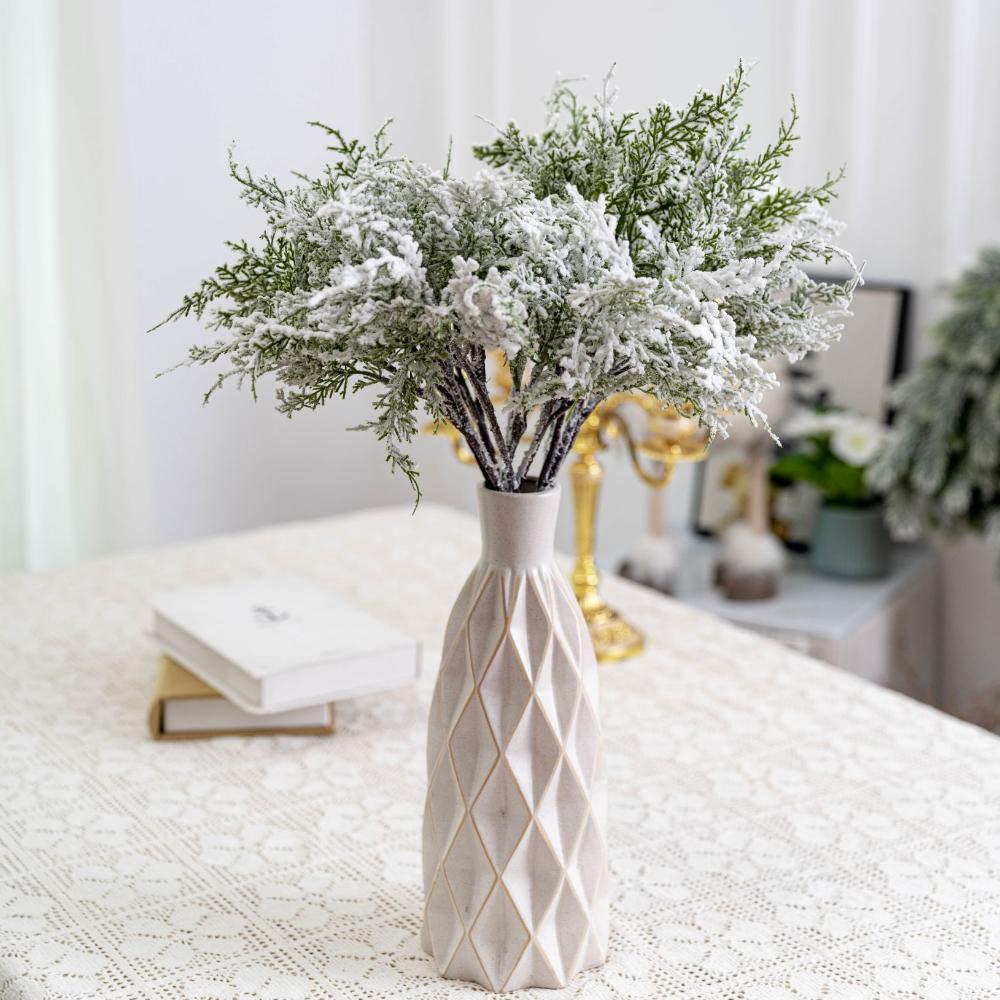 1pcs Christmas Tree Pine Branches Artificial Fake Plants Snow Pines Garland For Christmas Wreath Party Decor Xmas Gifts Ornament