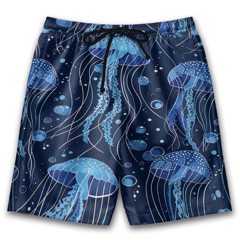 Fashion Jellyfish Pattern Beach Shorts For Men 3D Printing Sea Animal Swimming Trunks Kids Summer Quick Dry Surfboard Shorts