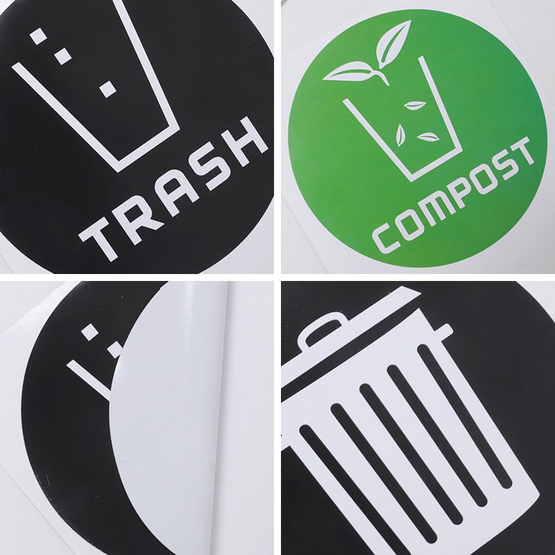 12pcs Diameter 10CM PVC Recycle Trash Bin Sticker Vinyl Stickers Decals For Label Bins, Containers, Garbage Cans Home Decor