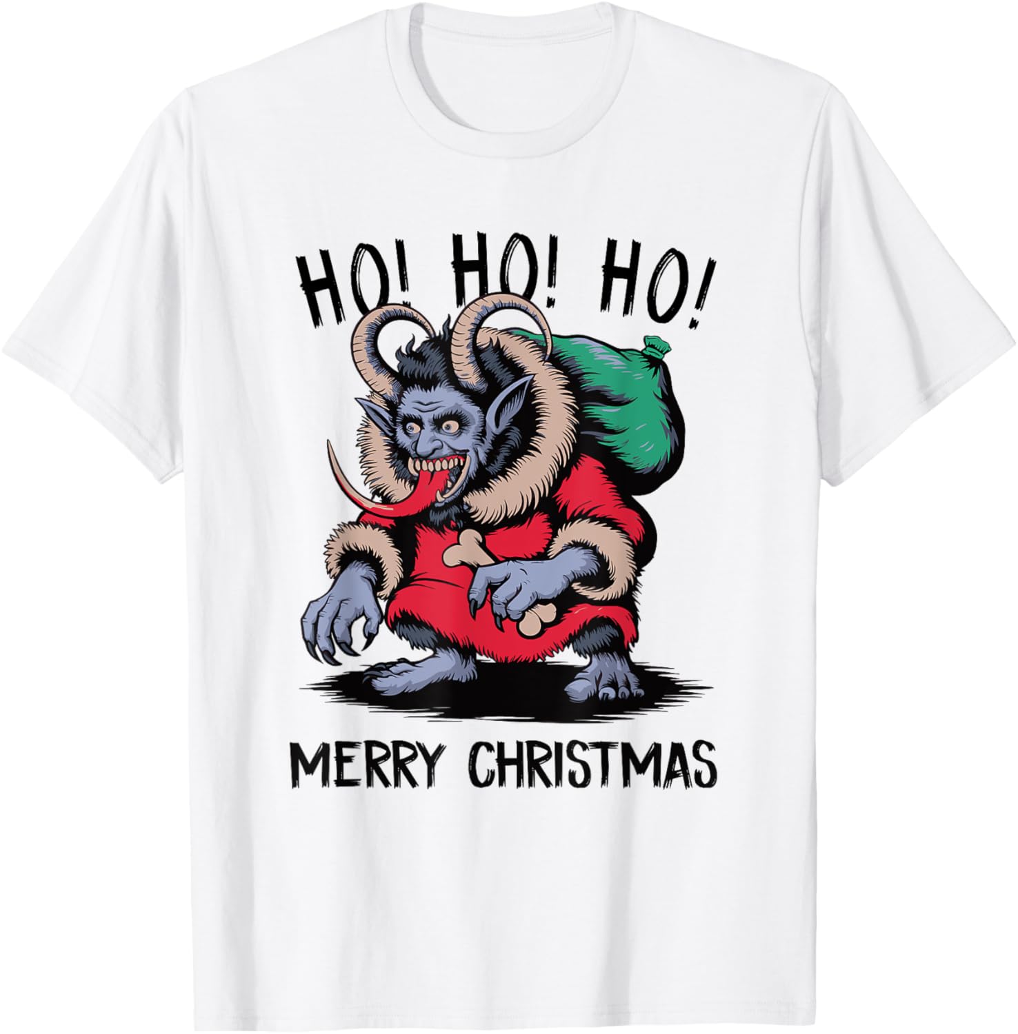 Krampus Merry Christmas Creepy Holiday Graphic Design TShirt 100 Cotton ONeck Short Sleeve Casual Mens Tshirt Streetwear S