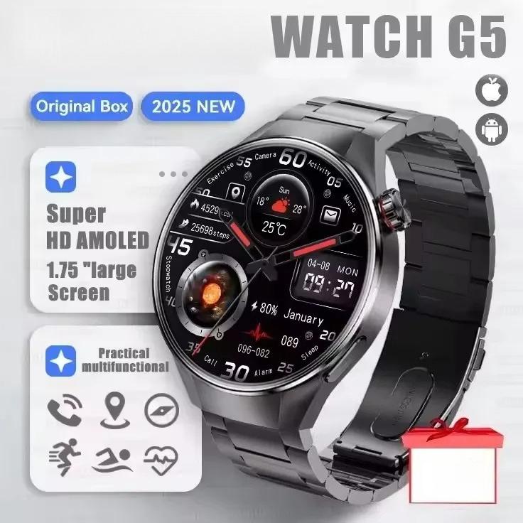 2026 New Originl  Watch G5 Plus Sports Smart Watch 1.75"HD AMOLED Screen GPS Track Heart Rate Bluetooth Call Waterproof  Compass Smartwatches Men