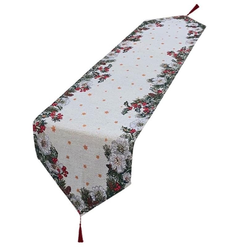 Classical Christmas Table Runner Table Cloth Christmas Tablecloth with Snowflake Pattern for Dining Decorations
