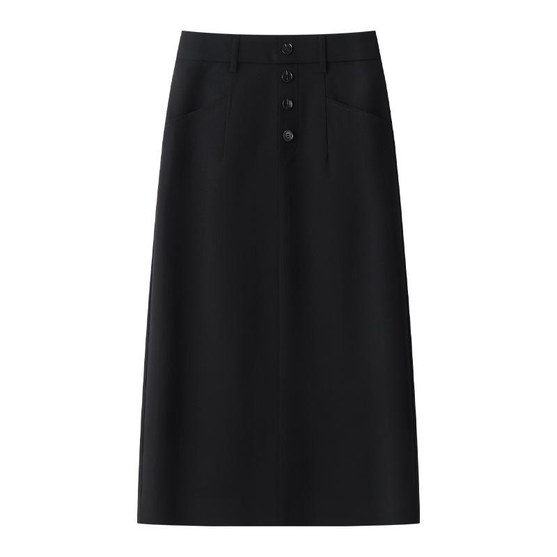 Petite Women's High-Waisted Midi Skirt - 2025 Spring/Autumn Straight Suit Bodycon Style