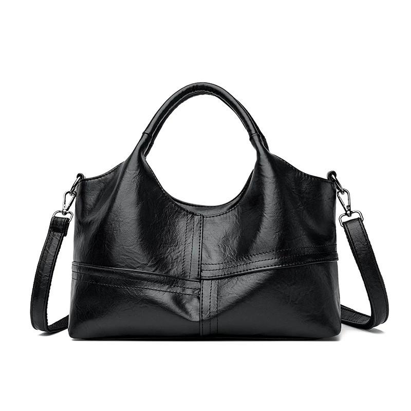 New Armpit Bag Retro Soft Leather Handbag Women'S Large-Capacity Versatile Fashion Splicing Large-Capacity Messenger Bag