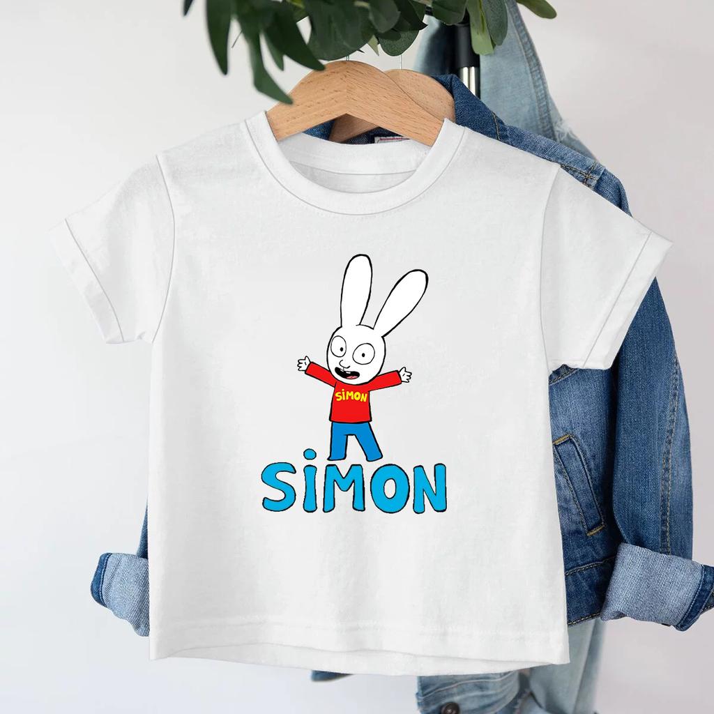 Simon Super Rabbit Cartoon Kids T-shirt Cute Boys Girls Manga Tops Baby Boys Short Sleeve T-shirt Summer Casual O-neck Tee Shirt