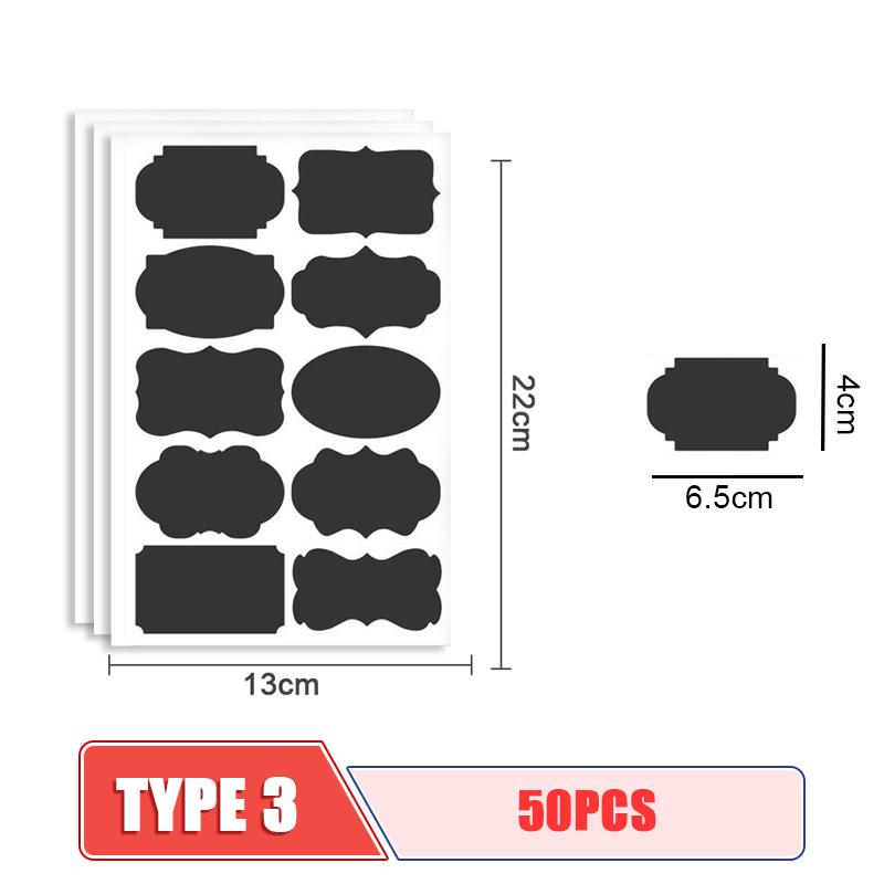 50pcs/sets Jars Labels Erasable Chalkboard Labels Waterproof Spice Sticker Craft Kitchen Blackboard Sticker Bottles Tag With Pen