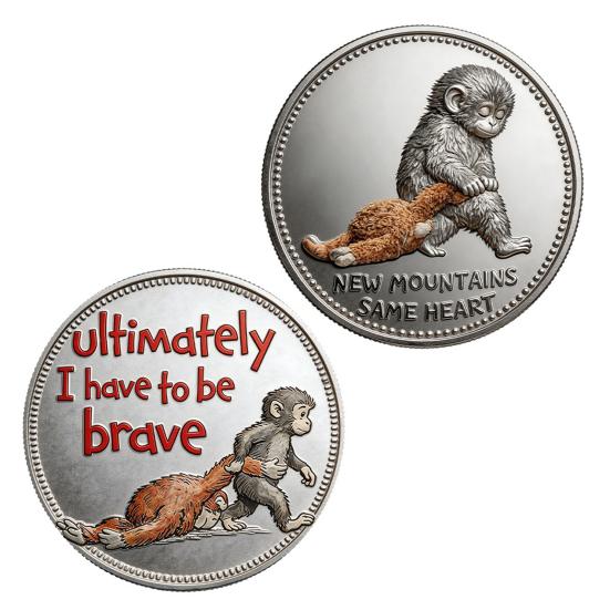 Emotional Support Coin Inspirational Monkey Challenge Pocket Coin Double?Sided Collectible Token for Friends Family Motivation Keepsake