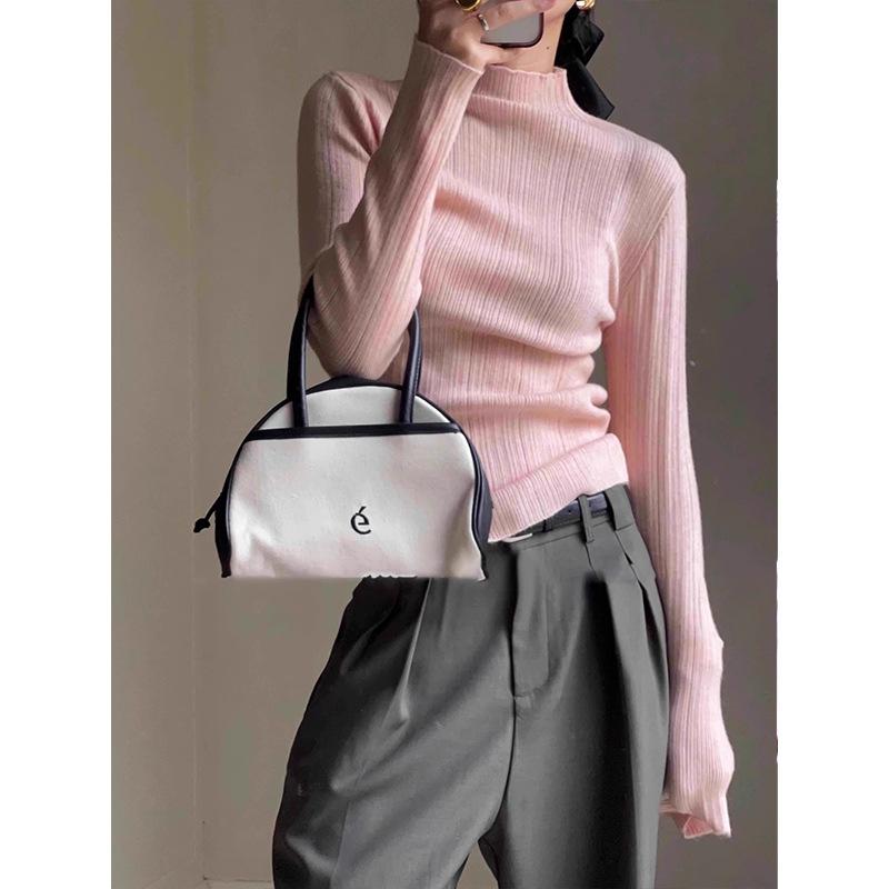Thin knitted sweater women's inner spring semi-turtleneck temperament texture top slim-fitting sweet and spicy bottoming shirt