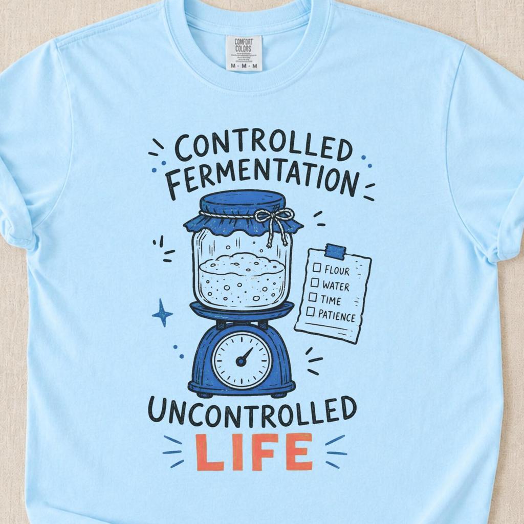 Comfort Colors Sourdough Shirt for Bakers, Controlled Fermentation - Uncontrolled Life, Funny Bread Baking Gift for Her