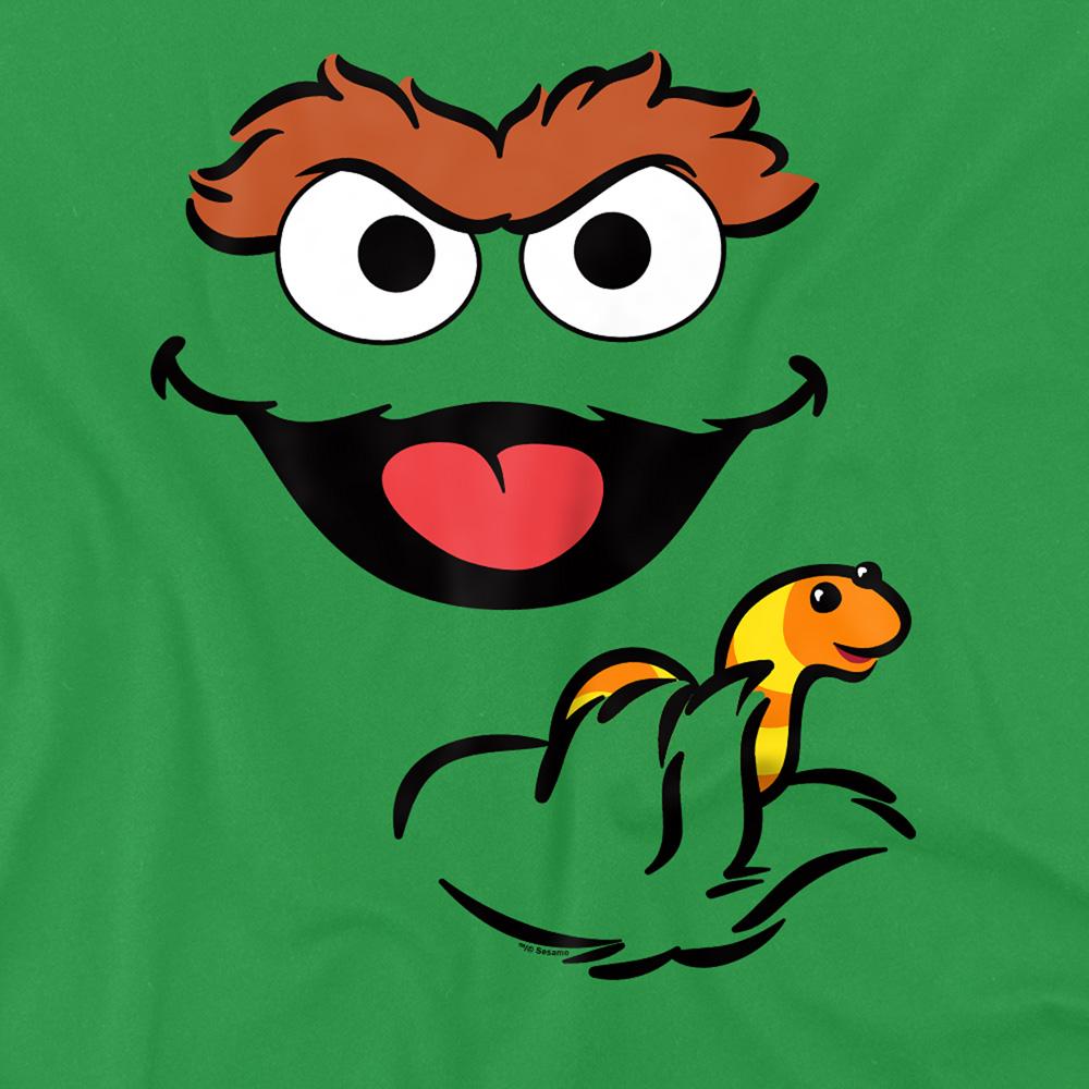 Sesame Street Unisex Adult Holding Slimey Oscar The Grouch T-Shirt