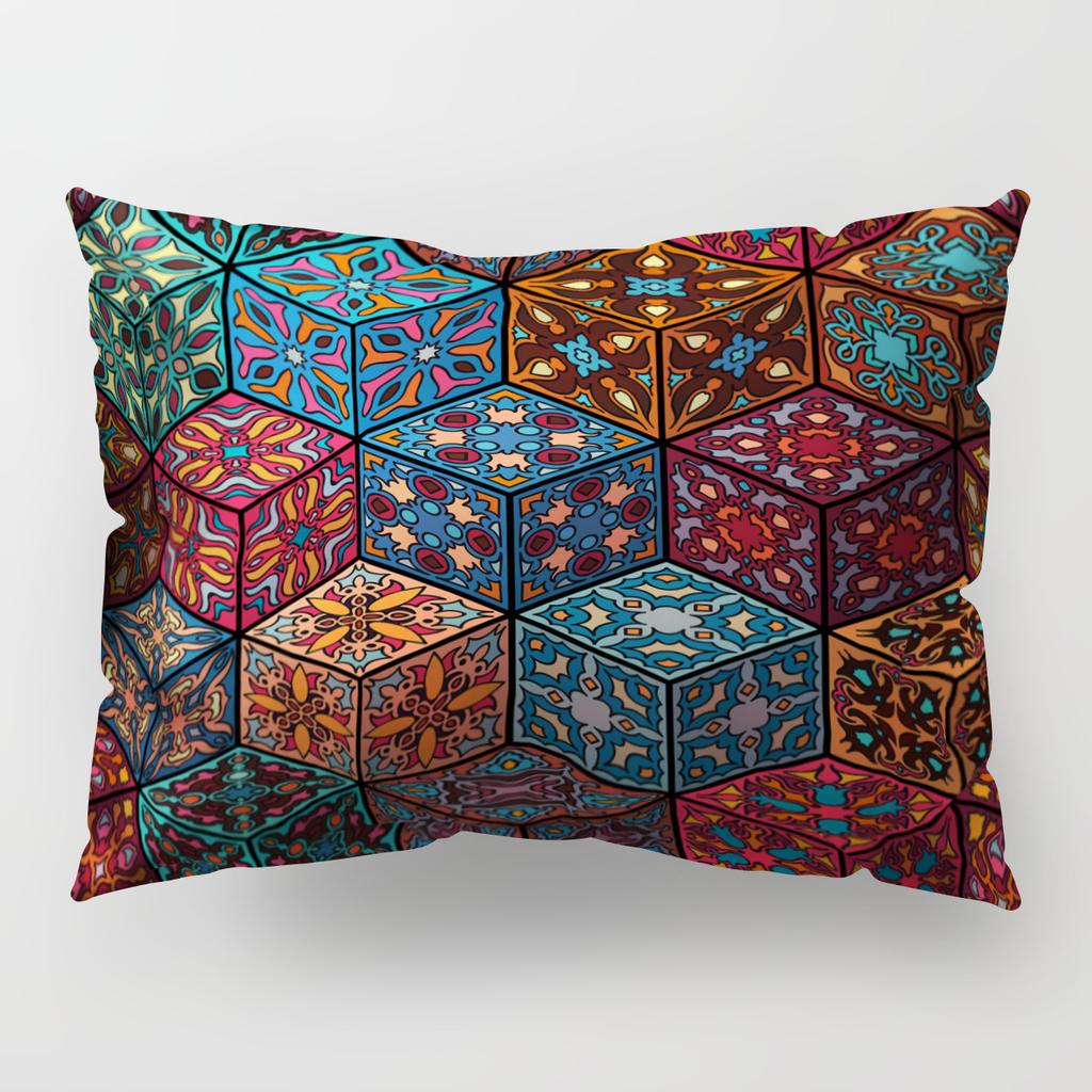 Retro Ethnic Style Pillow Cover Single-Sided Polyester Car Cushion Cover Bohemian Pillow Cover Waist Pillow Cover