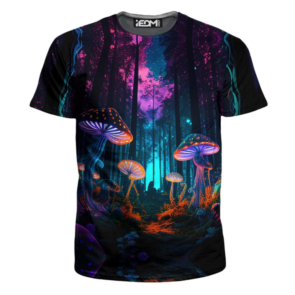 Men's 3D printed mushroom short sleeved T-shirt with magic mushroom print pattern plus size street men's T-shirt