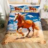 Galloping Horse Bedding Set Horse Duvet Cover Twin Full Queen King Farmhouse Animals Comforter Cover for Kids Girls Teens Room
