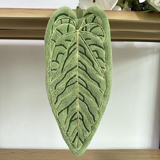 Leaf Shape Hand Towel Double-Sided Hanging Towel Lint-free Absorbent Leaf Towel with Hanging Loop