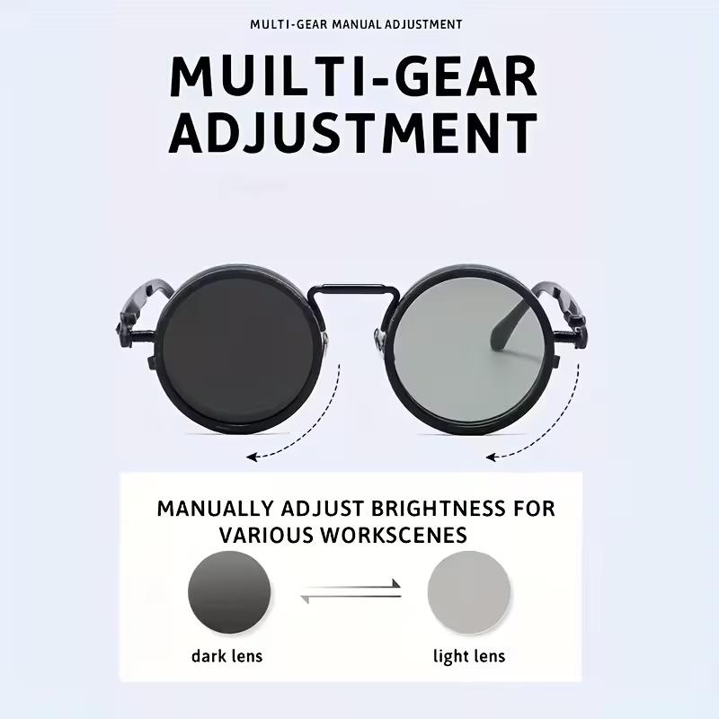 Męskie i Damskie Retro Punkowe Outdoorowe ND9 Regulowane Spolaryzowane Okrągłe Okulary Przeciwsłoneczne Gogle Wędkarskie Outdoorowy Przeciwsłoneczny Filtr UV400