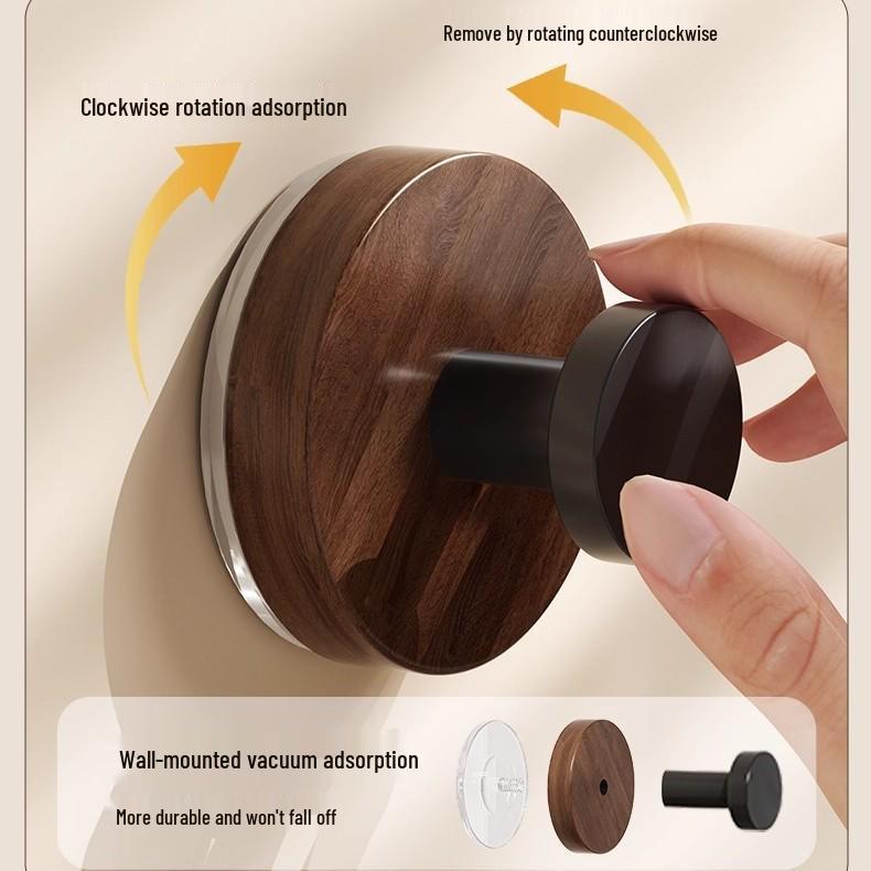 Wood Grain No-Drill Rotating Suction Cup Hook for Clothes - Super Strong & Traceless, Guest Room Door Back Adhesive Hook