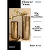 Metal Flower Vase for Home and Living Room Vintage Antique Decor (8.5 X 17)(Dark Gold)