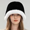 Autumn and Winter New Rex Rabbit Hair Top Hat Women's Casual Versatile Small Fragrant Fur Hat Warm Bucket Hat Shows Small Face