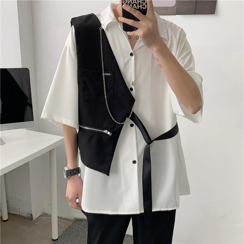 Men's Hong Kong-Style Long-Sleeve Hip-Hop Fashion Jacket-Shirt
