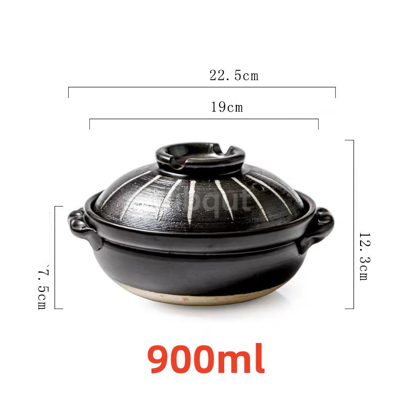 0.9L Ceramic Clay Pot Cooking Casserole soil Japanese Stew Soup Pot With Lid Earthenware Hot Pot Stockpot Dish Pan Cookware
