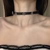 Y2K Spicy Girl Dark Star Leather Choker Necklace - Pure Desire Clavicle Chain