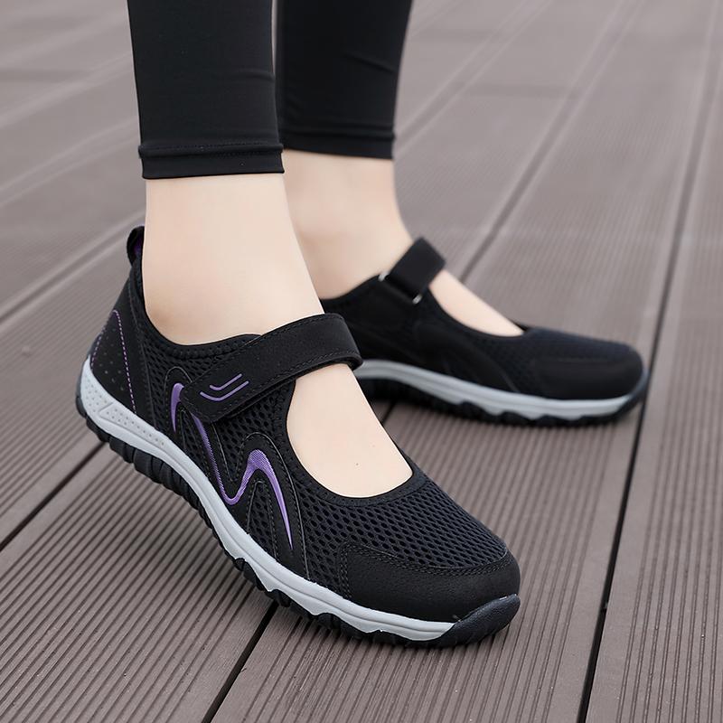 New Women's Walking Shoes, Lightweight and Breathable Mesh Dancing Shoes, Mom's Flat Bottom Anti Slip Walking Shoes, 2025 Summer