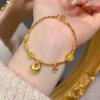 Gold Shop 999 Sand Gold Disco Bead Bracelet: Shiny Nugget & Lucky Charm for Girlfriend