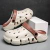 Fashion 2025 Summer Men's Sandals With Thick Sole Breathable Outer Wear Car Shoe Flat Heel Slip-On Beach Shoe Couple's Double Wear