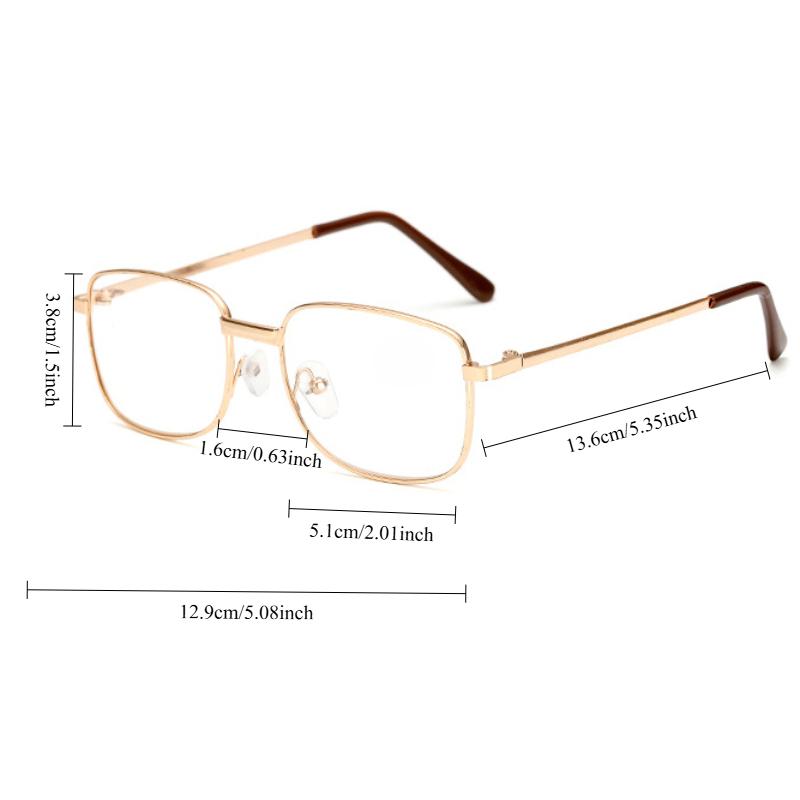 Metal Frame Reading Glasses Men Women Square Full Frame Magnifying High Definition Presbyopic Eyeglasses