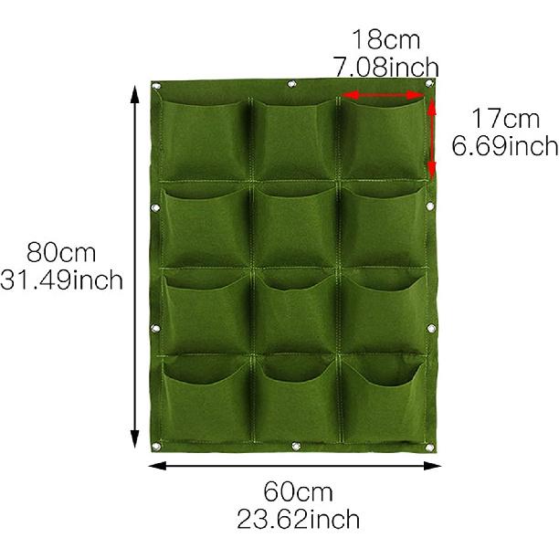 BandTie 12 Pocket Vertical Wall Garden Planter,Wall Hanging Planting Bags for Garden Indoor Outdoor Yard Home Decoration,Black