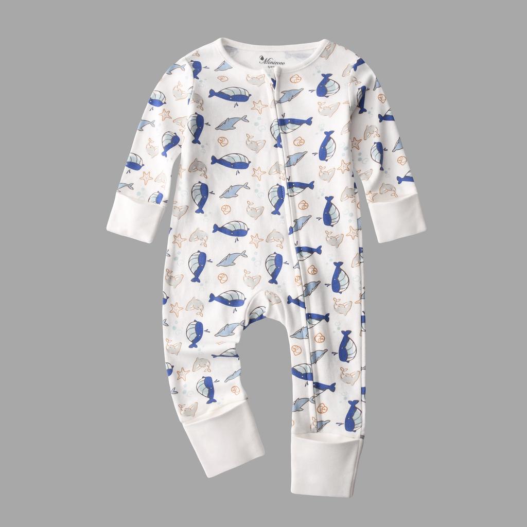 Newborn Cotton Zipper Footed Romper - Long Sleeve, All-Seasons Wear