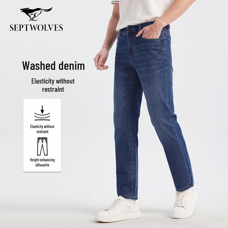 

Septwolves Men s Washed Straight Fit Denim Jeans 36A