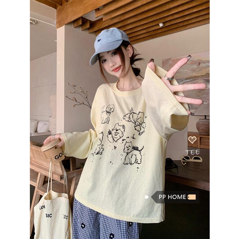 

Women s Summer Sweet Puppy Print Sun Protection Cardigan – Micro-Transparent Slimming Loose-Fit Long-Sleeve Top M