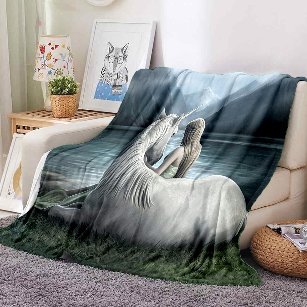 Unicorn Girl Flannel Blanket Throw Blanket Soft Warm Sofa Bed Camping Home Decor Unique Christmas Gift Cs9226