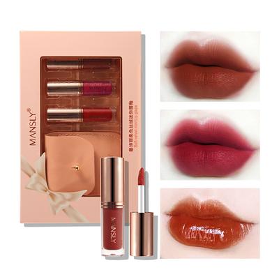 MANSLY Yumuşak Kadife Mini Dudak Parlatıcı Sıvı Ruj Dudak Parlatıcısı 1.3g*3