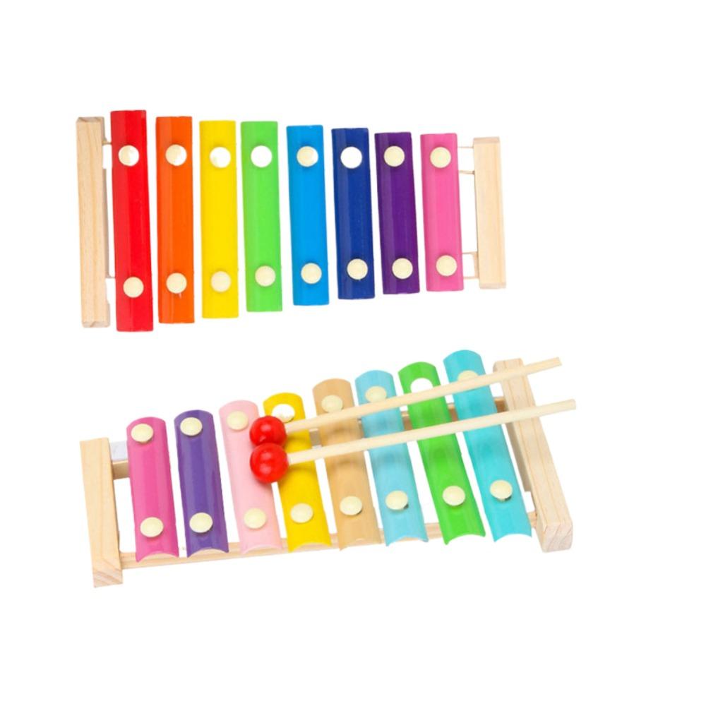 Kids 8-Note Xylophone Lacing Clock Rainbow Tower Four Sets Column Shape Board Worm Twist Baby Educational Toy MHWJ-003