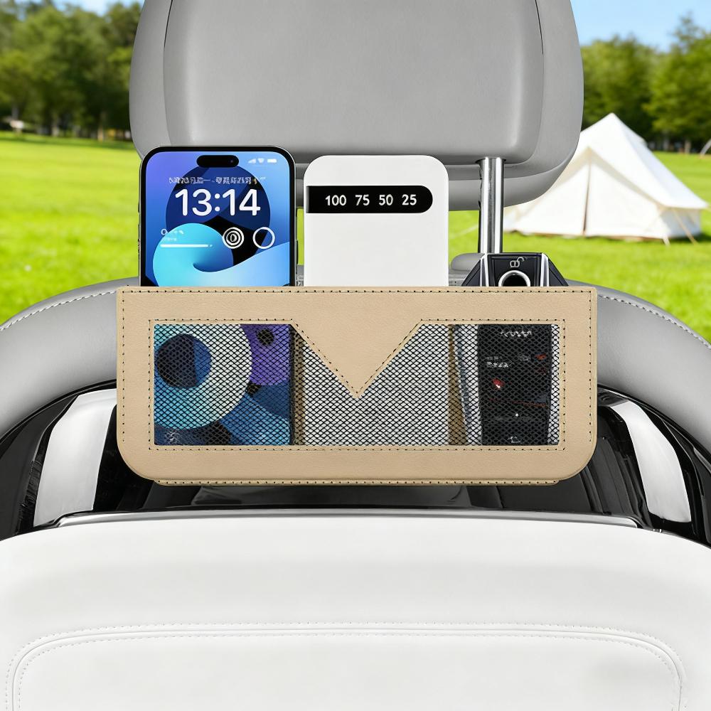 Car Seat Side Pocket Storage Bag, PU Leather Multifunctional Small Car Console Side Storage Bag, Mobile Phone Sunglasses