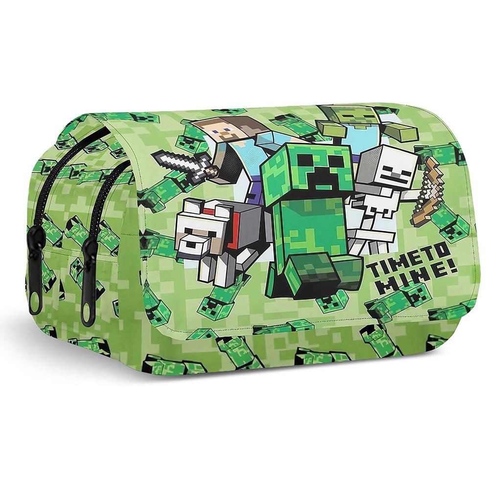 3D Minecraft Backpack Lunch Bag Pencil Case Set for Kids Students, Water-Resistant Lightweight School Trio