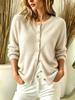 2026 Cross-Border Women's Solid Color Button Cardigan - Autumn/Winter Knitwear, Round Neck, Long Sleeve