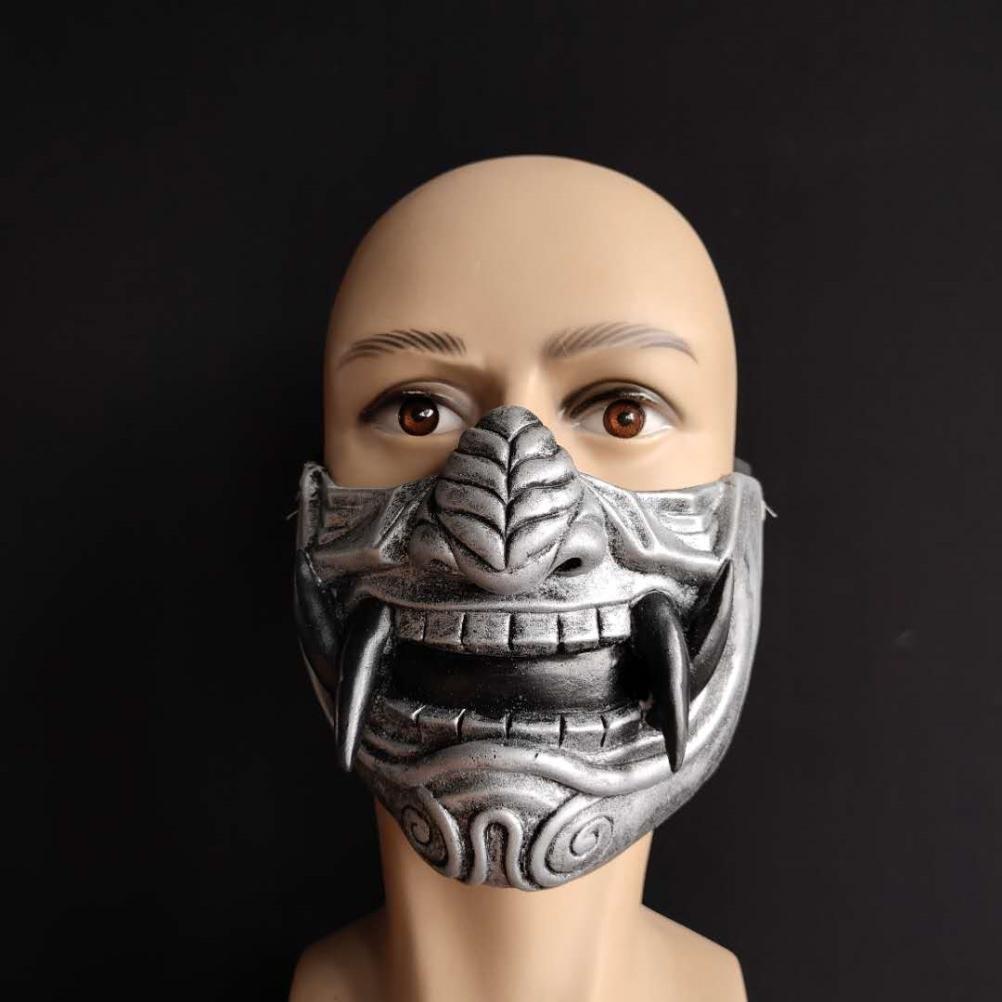 Japanische Dämonen-Gesichtsmaske Geist Cosplay Halbgesichtsmaske Halloween Kostüm Requisiten