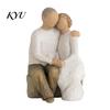 Harzstatue Heimdekoration Holzstruktur Figur, Handgeschnitzte Mutter & Kind/Familie/Paar/Hundebesitzer und Kind Umarmung Ornament Statue, Minimalistisch