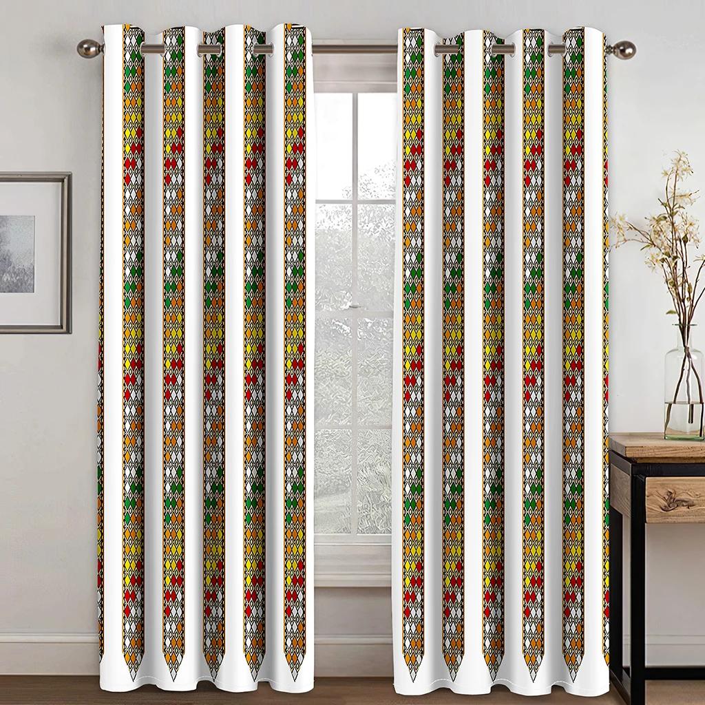 Ethiopian Ethnic Special Decoration Thin Fabric Curtain for Living Room Bedroom Curtain 3D Print Luxury Window Treatment Drapes