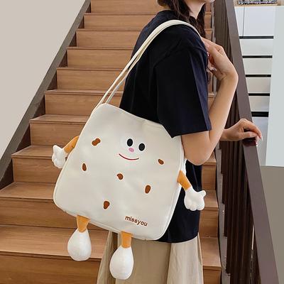 Cute Cookies Canvas Messenger Bag Niche Design Cartoon Nylon Shoulder Bag Large Capacity Bag