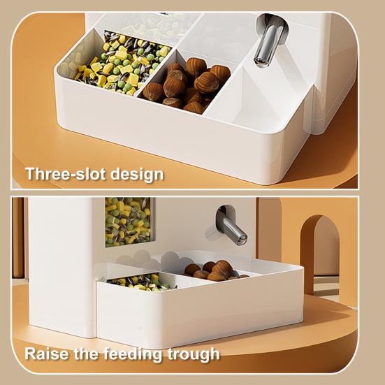 Automatic Hamster Feeder 3 in 1 Food And Water Dispenser 3-Cell Feeding Station with 125ml Bottle for Home Bunny Ferrets Small Animal