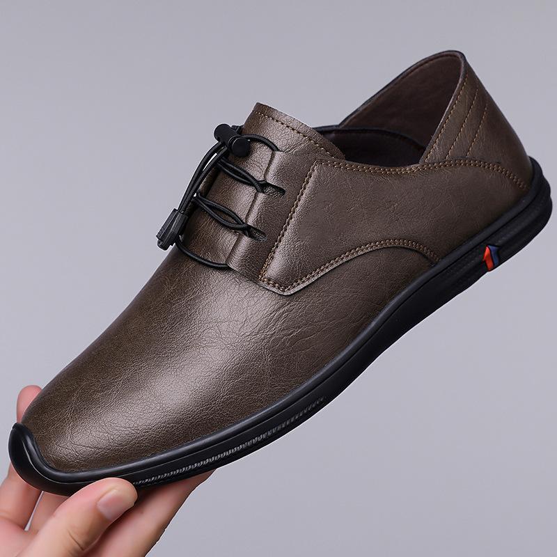 

2026 spring and autumn new Korean version of daily casual leather shoes men s soft-soled soft-faced foot shoes men s dad shoes 6168 38 коричневый