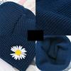 New Daisy Embroidery Beanie Autumn Winter Soft Warm Knitted Cap Men Women Unisex Cap Hats Ski Caps Beanies