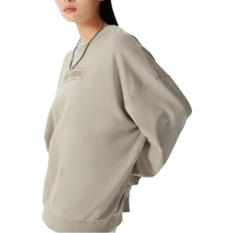 Li Ning Training Series Solid Color Fleece Lined Loose Fit Crew Neck Pullover Long Sleeved Sweatshirt Unisex AWDRB76-11