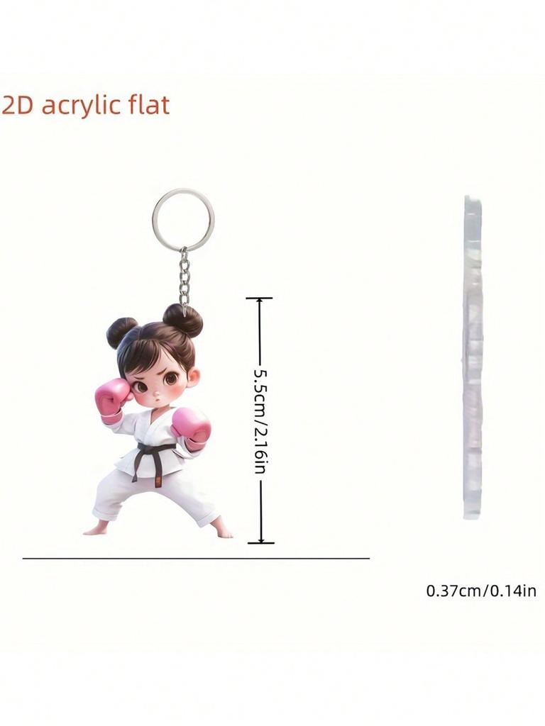 Cute Acrylic Girl Boxer Keychain - Perfect for Thanksgiving Gift | DIY Holiday Decoration, Suitable for Backpack Accessories
