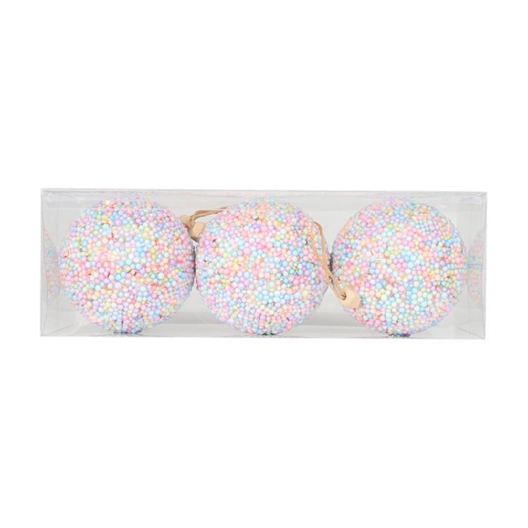 3Pcs Macaron Color Foam Sphere Pendant Christmas Tree Accessories Suitable For Family Or Retail Space Decoration